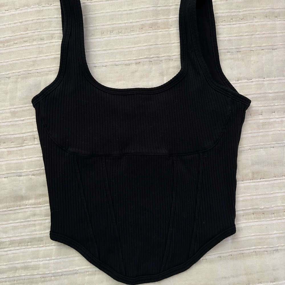 PINK Victoria's Secret Black Ribbed Crop Top